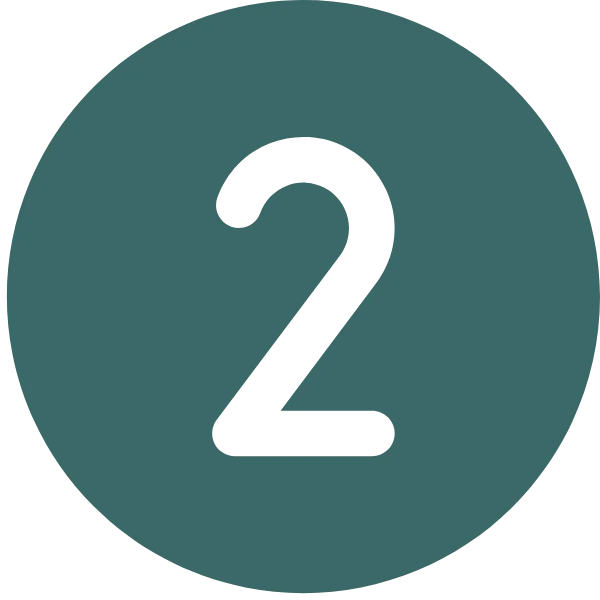 Numbered step 2 icon for food distribution workflow, representing second phase in foodservice supply chain processes.